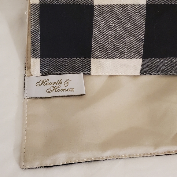 Table Runner Fall Pumpkin Black White Flannel Plaid Checkered 100% Cotton - Picture 5 of 6